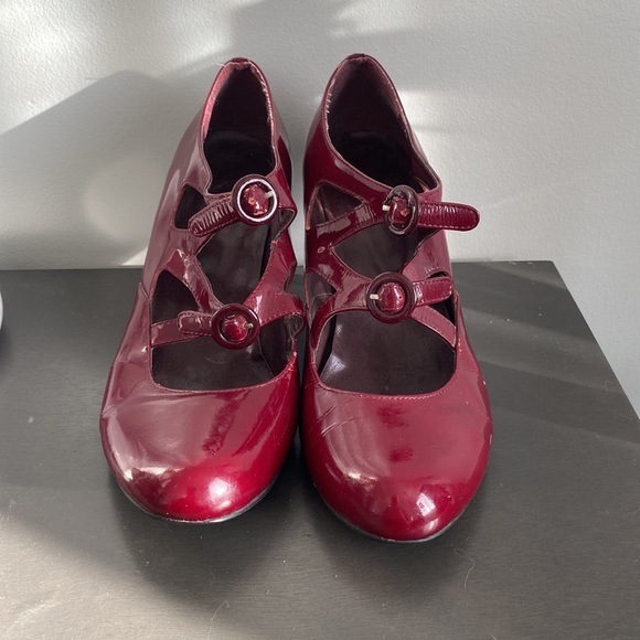 ALDO Berry Red Two-Strap Mary Janes - Picture 2 of 9